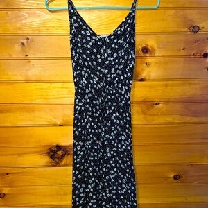 Rewind Black XS Skinny Strap Dress with Daisies